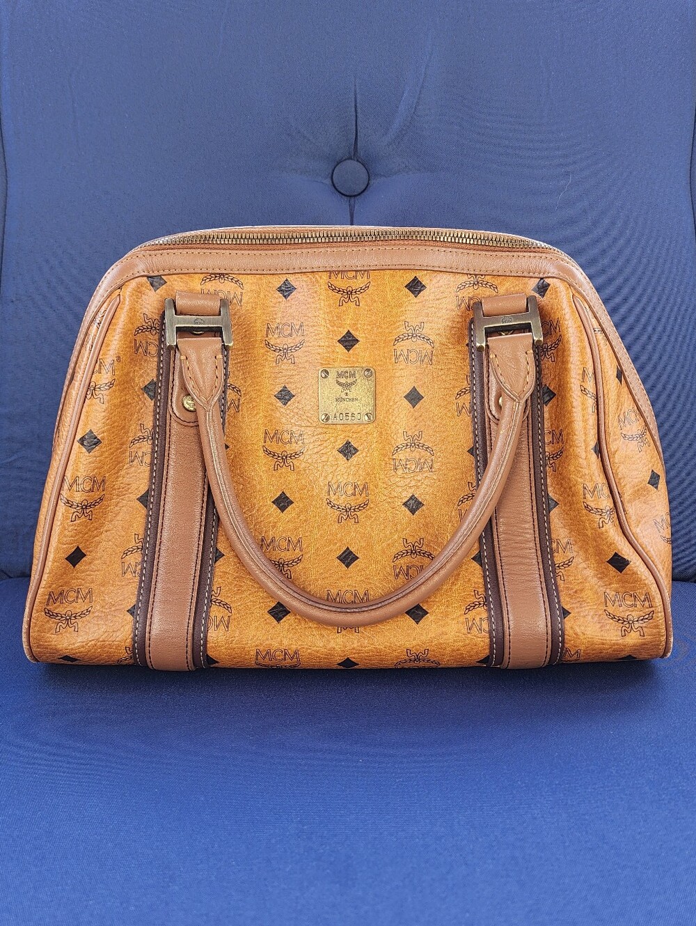 MCM Cognac Visetos Dome Satchel